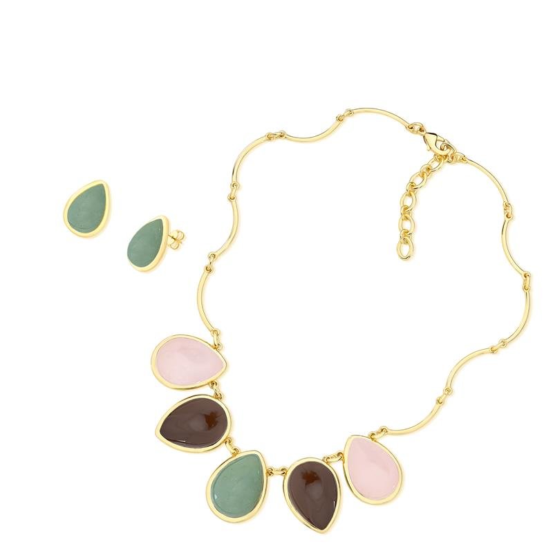 CONJUNTO FOLHEADO A OURO