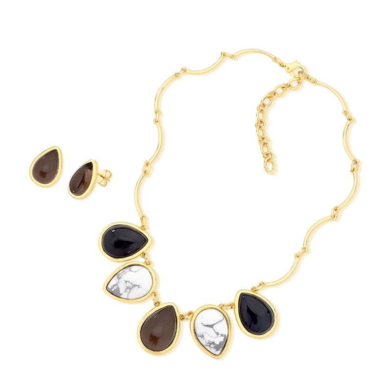 CONJUNTO FOLHEADO A OURO