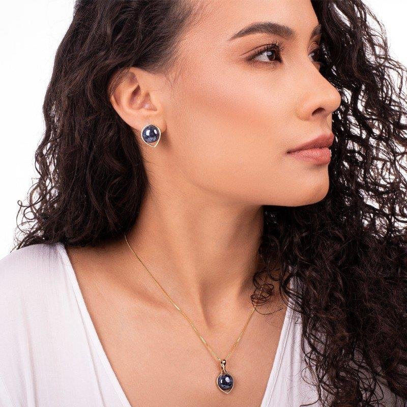 CONJUNTO FOLHEADO A OURO COM EFEITO PEROLADO