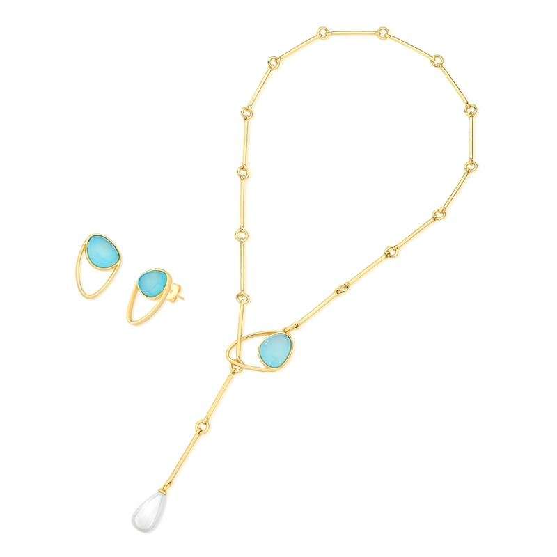 CONJUNTO FOLHEADO A OURO