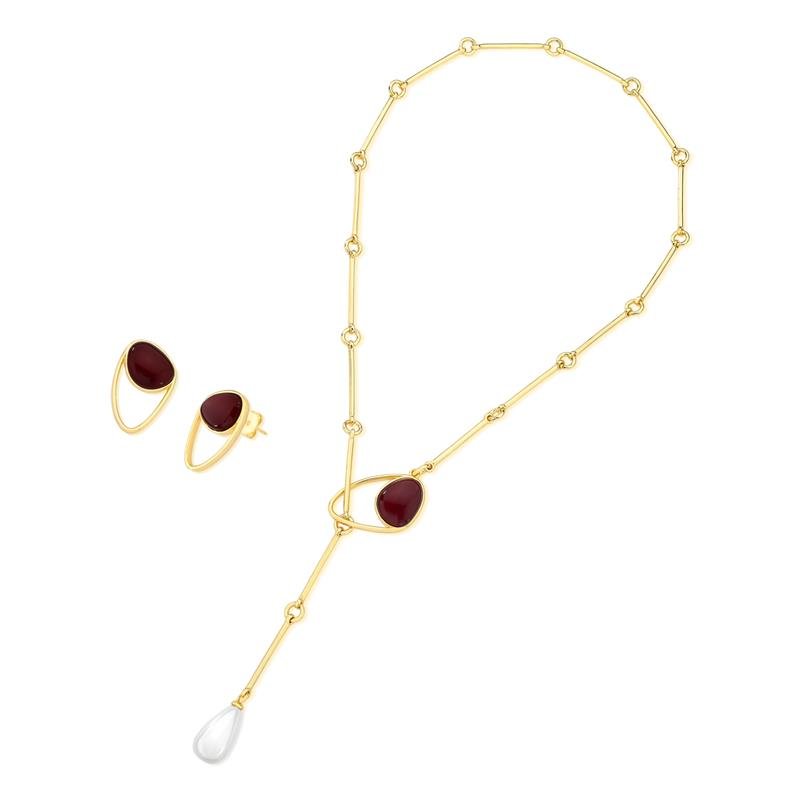 CONJUNTO FOLHEADO A OURO