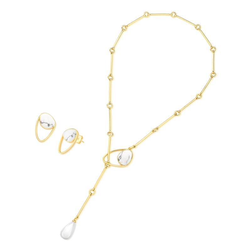 CONJUNTO FOLHEADO A OURO
