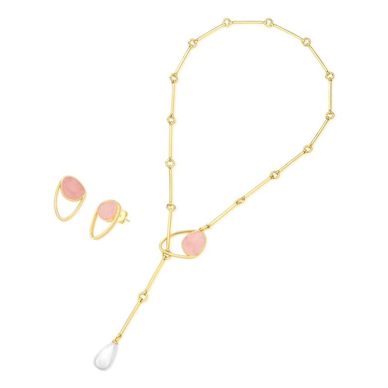 CONJUNTO FOLHEADO A OURO