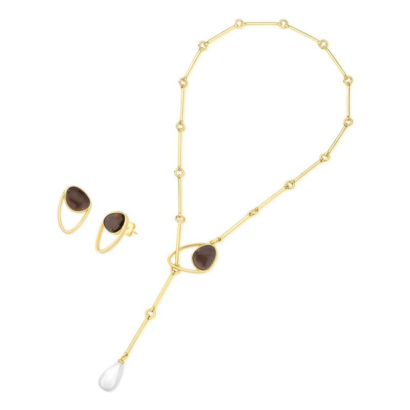 CONJUNTO FOLHEADO A OURO