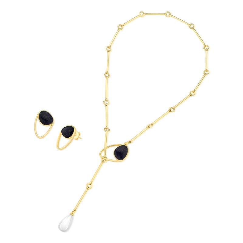 CONJUNTO FOLHEADO A OURO