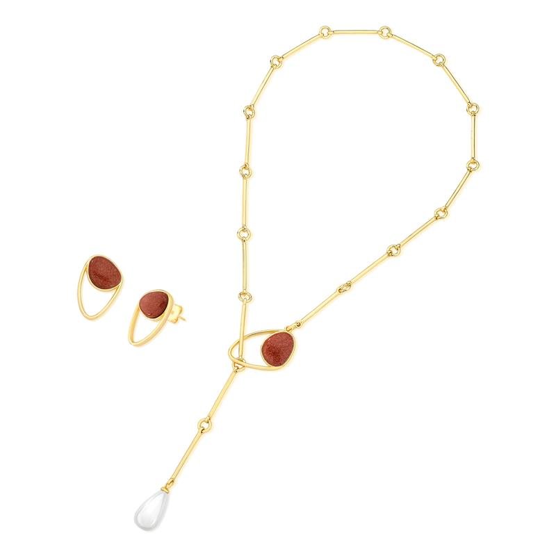 CONJUNTO FOLHEADO A OURO