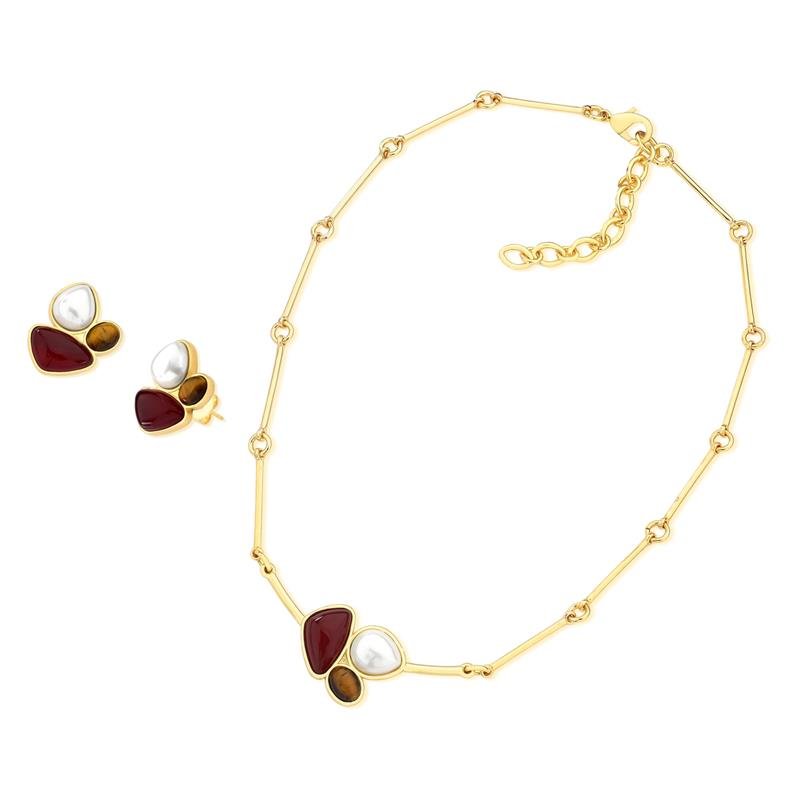 CONJUNTO FOLHEADO A OURO