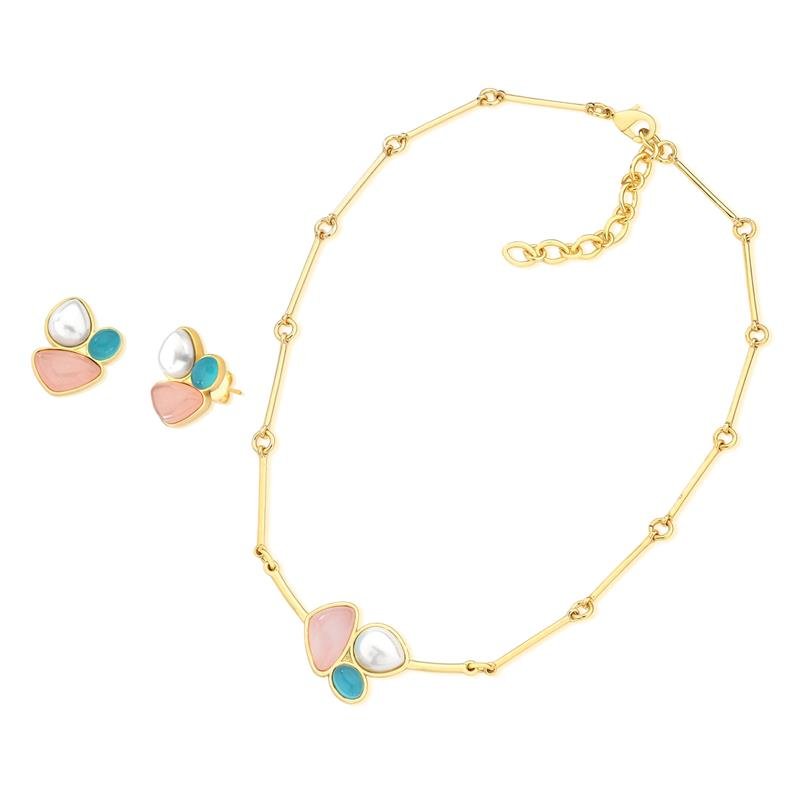 CONJUNTO FOLHEADO A OURO