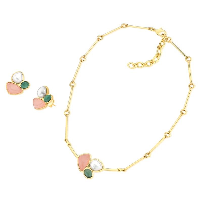 CONJUNTO FOLHEADO A OURO