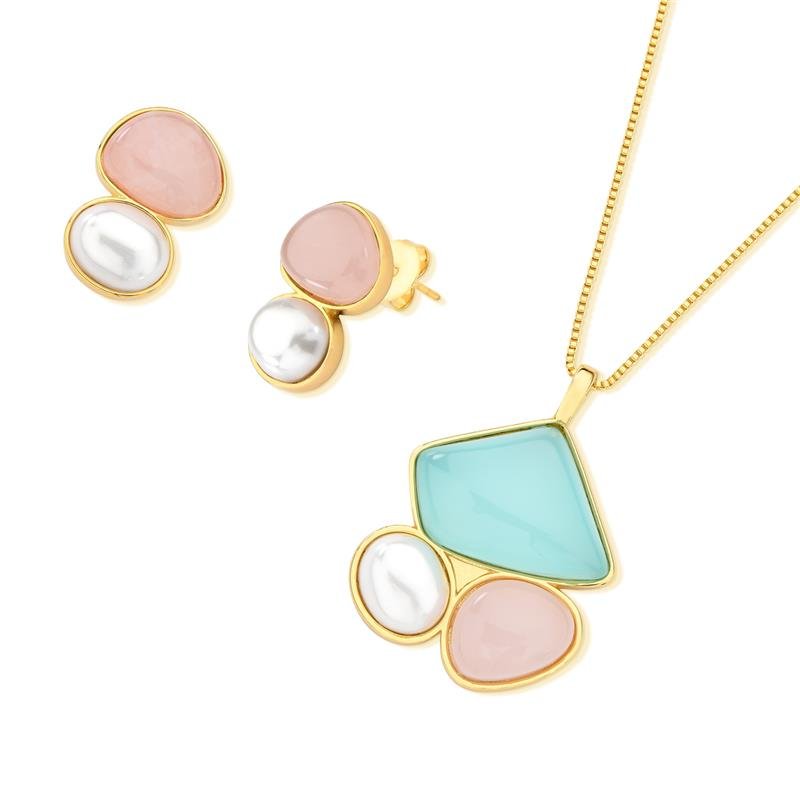 CONJUNTO FOLHEADO A OURO