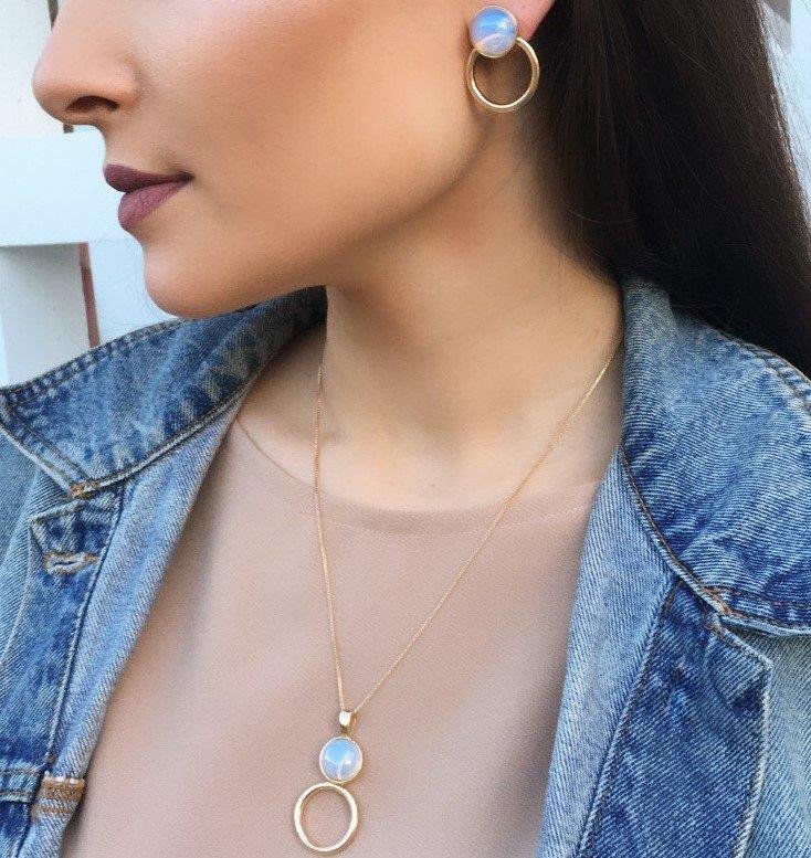 CONJUNTO FOLHEADO A OURO COM EFEITO PEROLADO