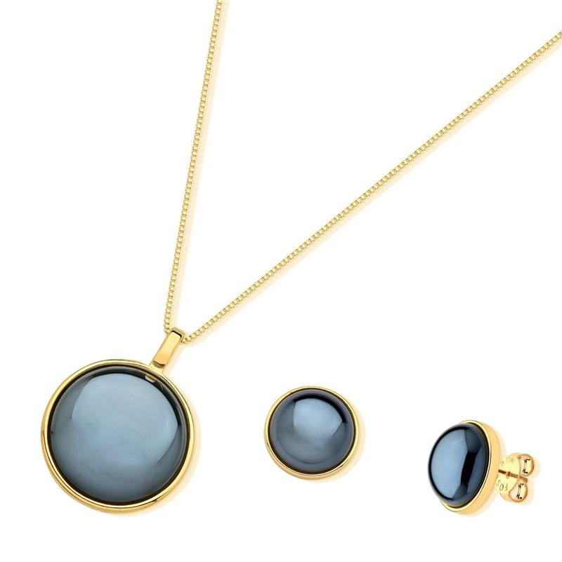 CONJUNTO FOLHEADO A OURO COM EFEITO PEROLADO