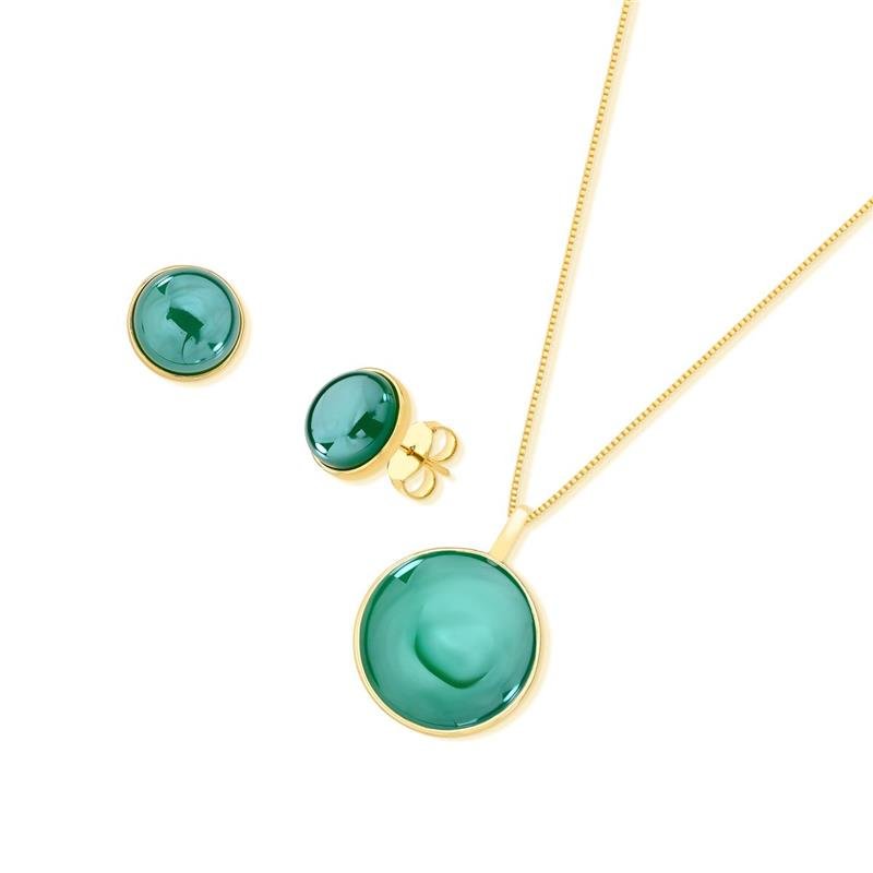 CONJUNTO FOLHEADO A OURO COM EFEITO PEROLADO