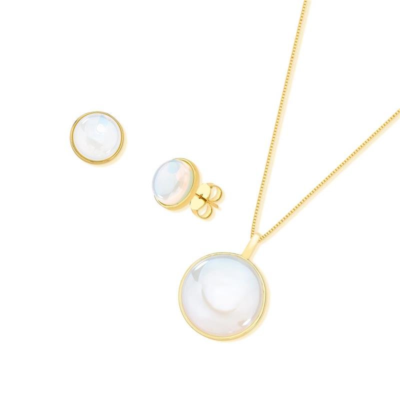 CONJUNTO FOLHEADO A OURO COM EFEITO PEROLADO