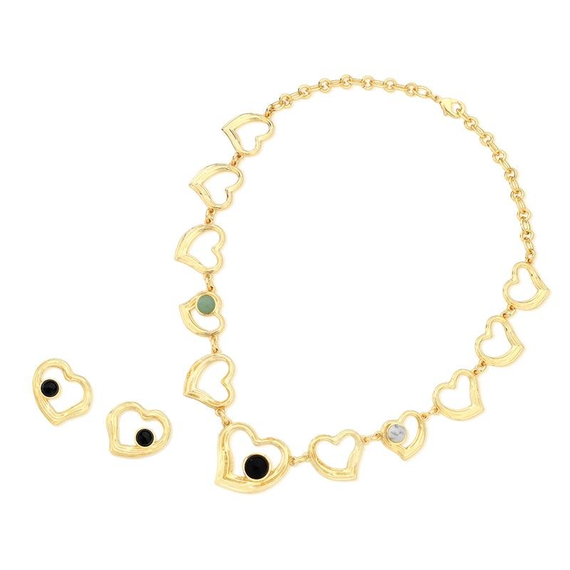 CONJUNTO FOLHEADO A OURO