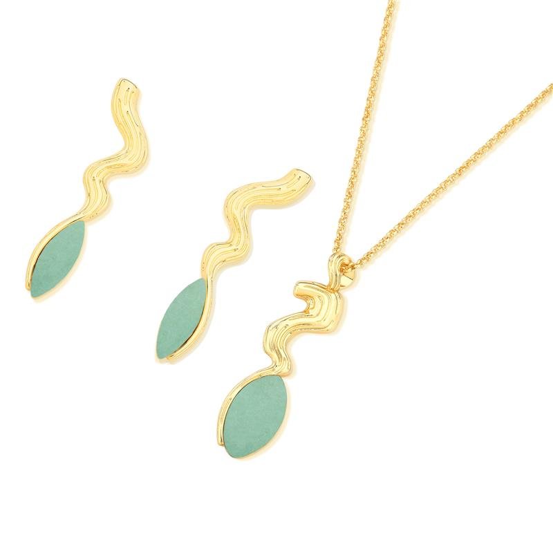 CONJUNTO FOLHEADO A OURO