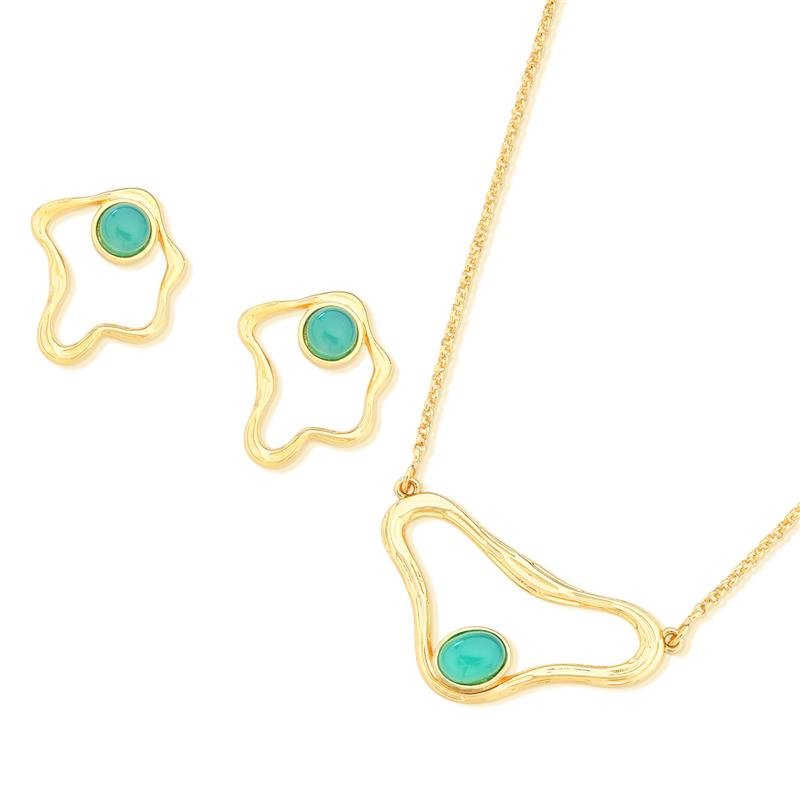 CONJUNTO FOLHEADO A OURO