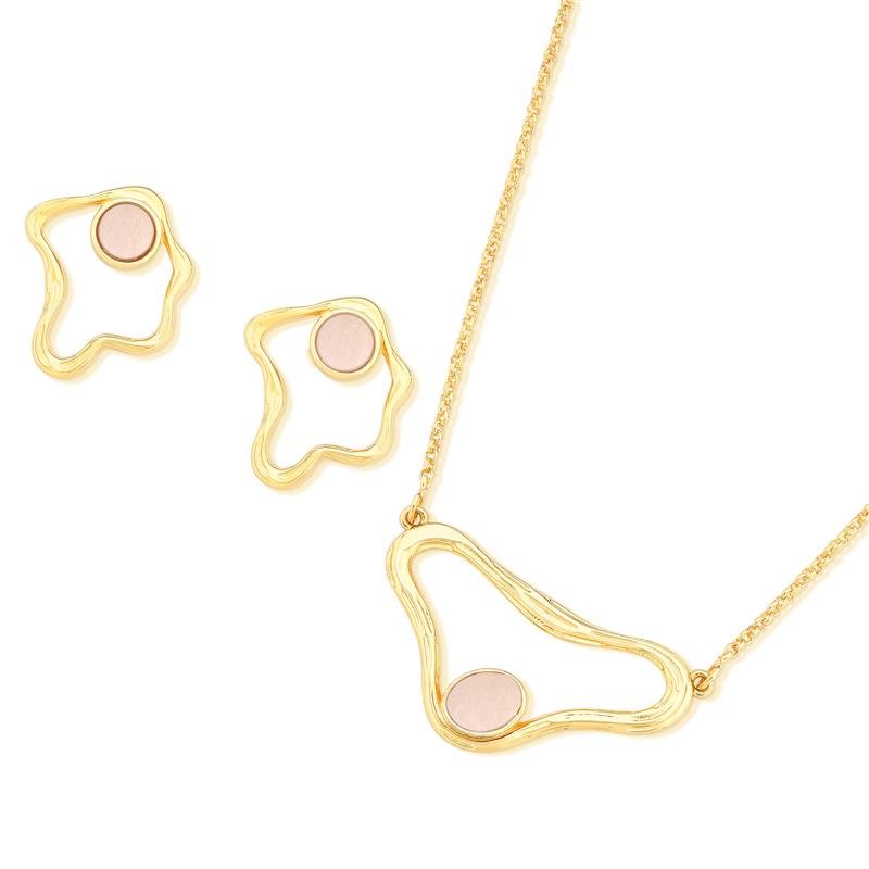 CONJUNTO FOLHEADO A OURO