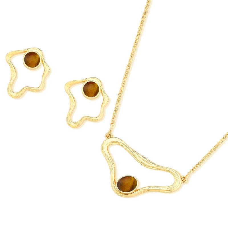 CONJUNTO FOLHEADO A OURO