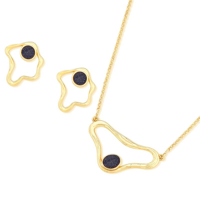 CONJUNTO FOLHEADO A OURO