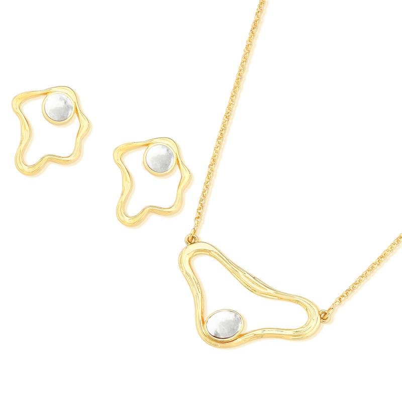 CONJUNTO FOLHEADO A OURO