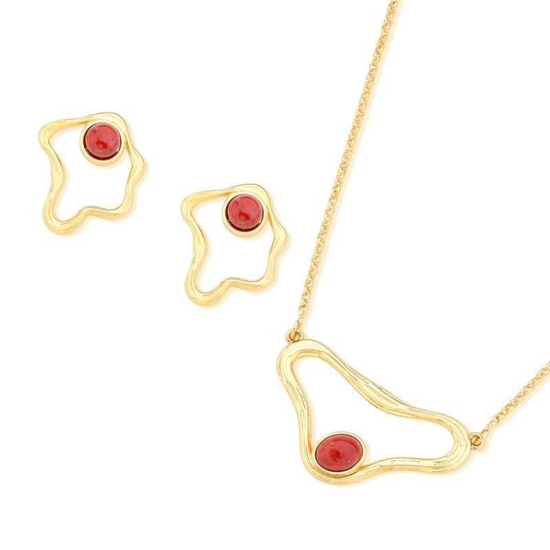 CONJUNTO FOLHEADO A OURO