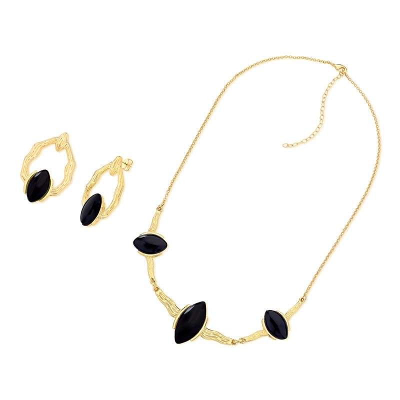 CONJUNTO FOLHEADO A OURO