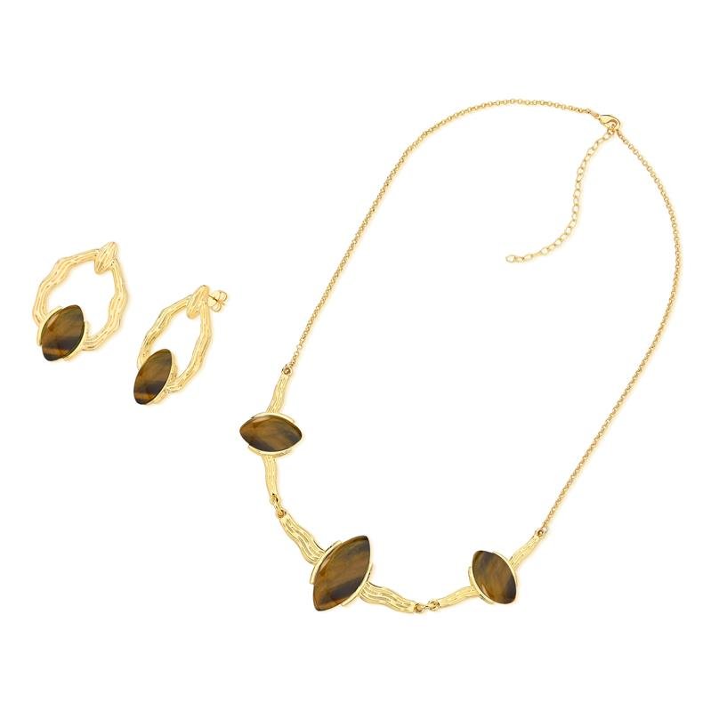CONJUNTO FOLHEADO A OURO