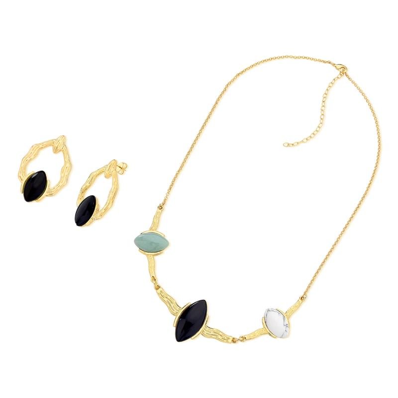 CONJUNTO FOLHEADO A OURO