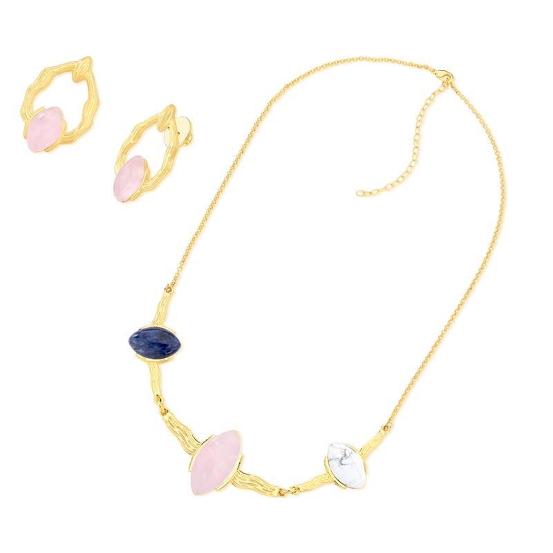CONJUNTO FOLHEADO A OURO