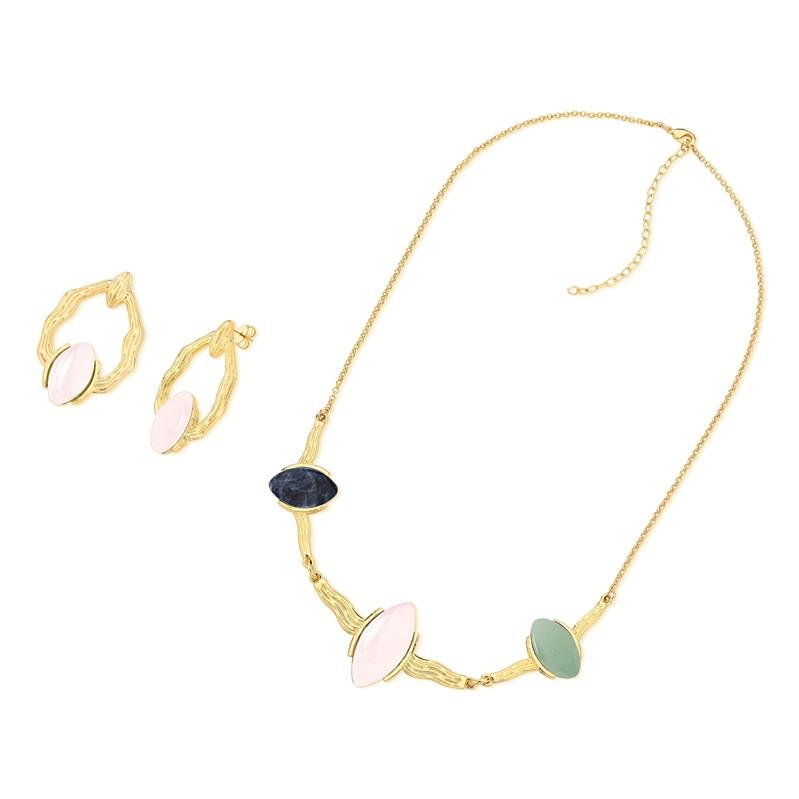 CONJUNTO FOLHEADO A OURO