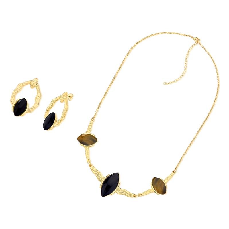 CONJUNTO FOLHEADO A OURO