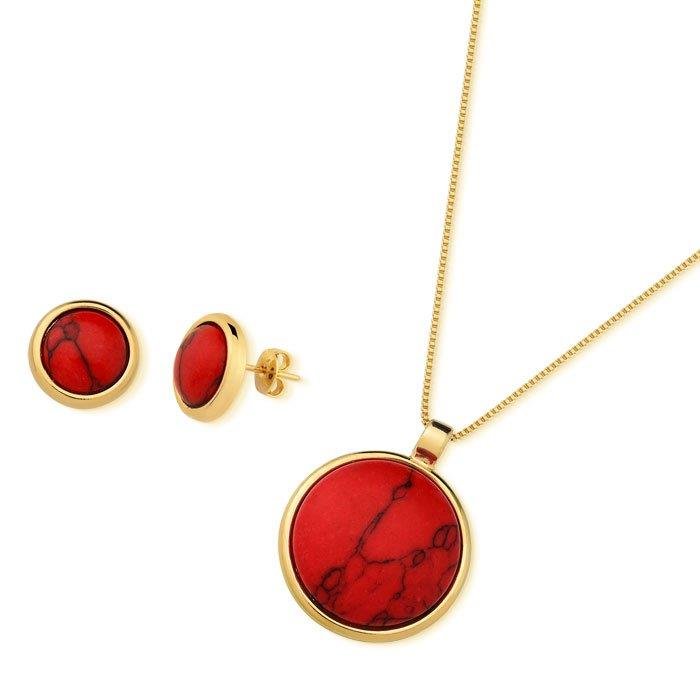 CONJUNTO FOLHEADO A OURO