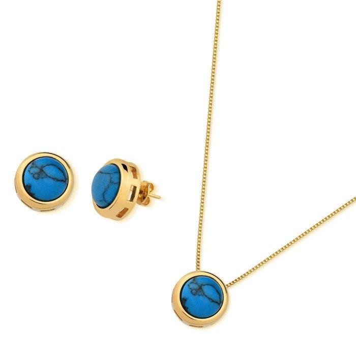 CONJUNTO FOLHEADO A OURO