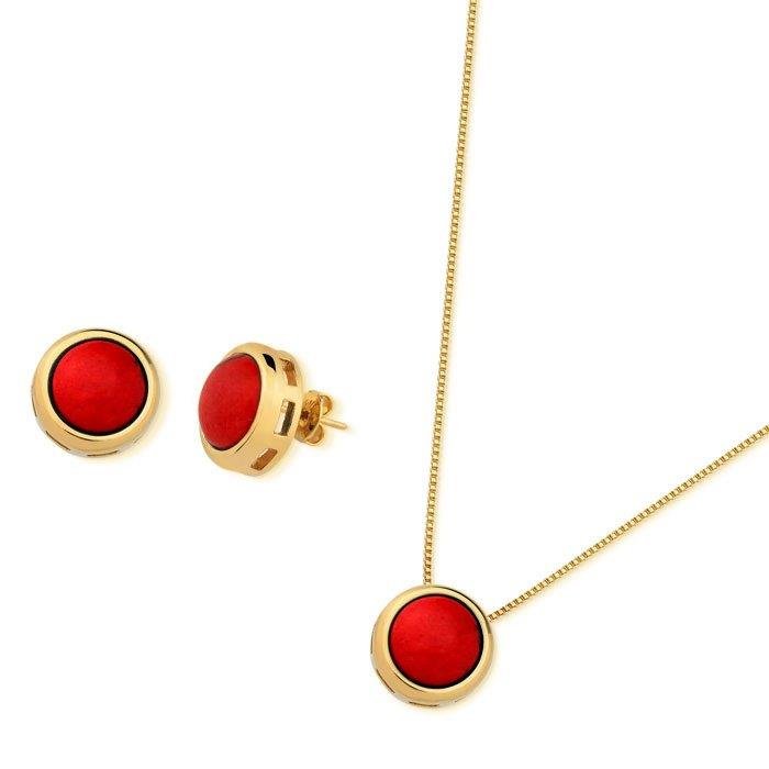 CONJUNTO FOLHEADO A OURO