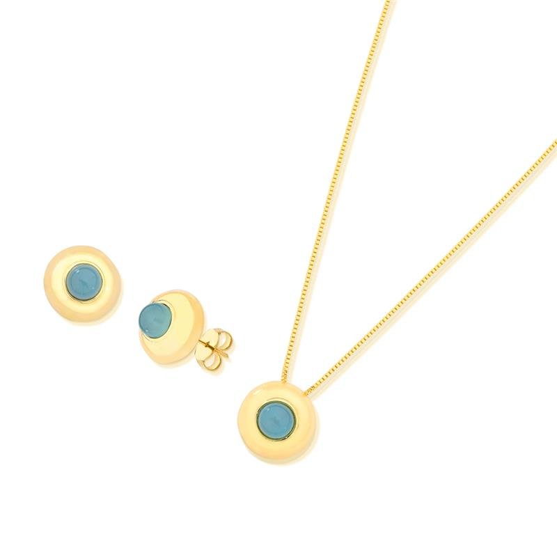 CONJUNTO FOLHEADO A OURO