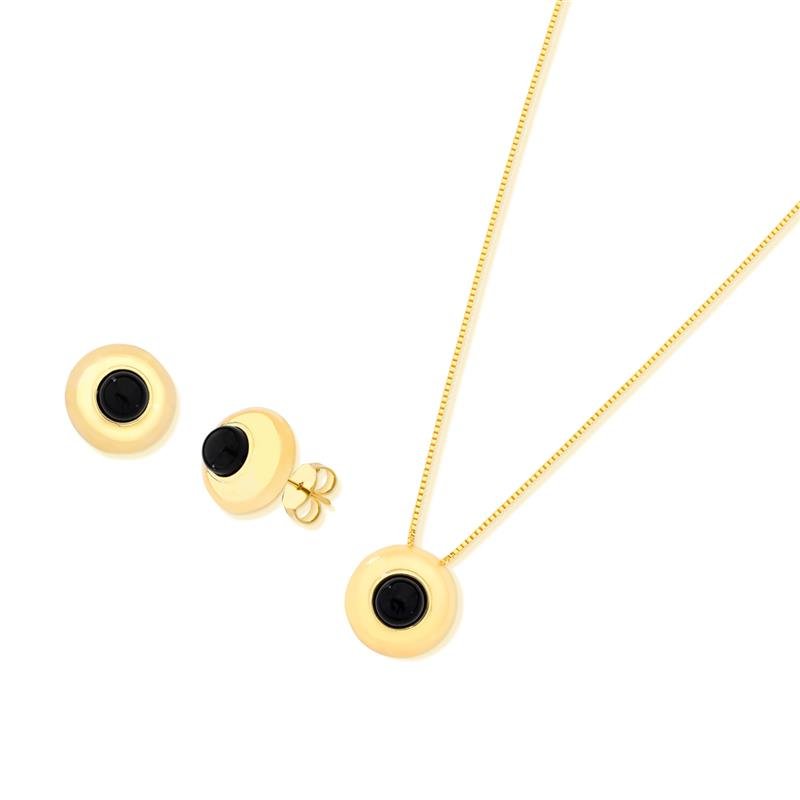 CONJUNTO FOLHEADO A OURO