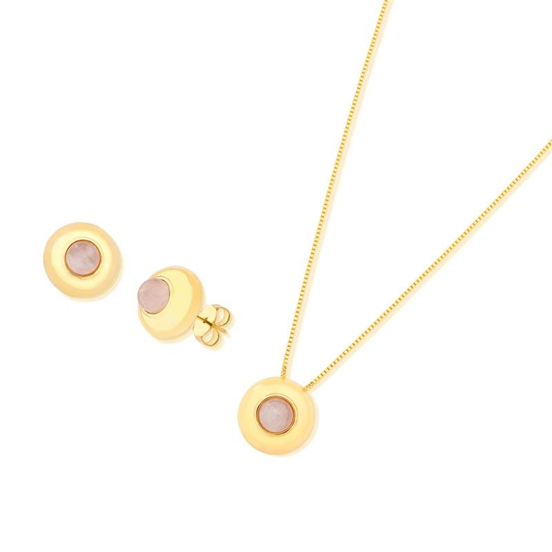 CONJUNTO FOLHEADO A OURO