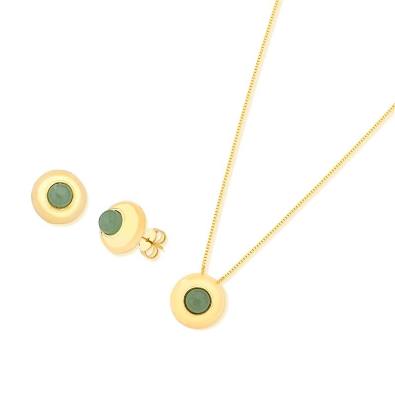 CONJUNTO FOLHEADO A OURO