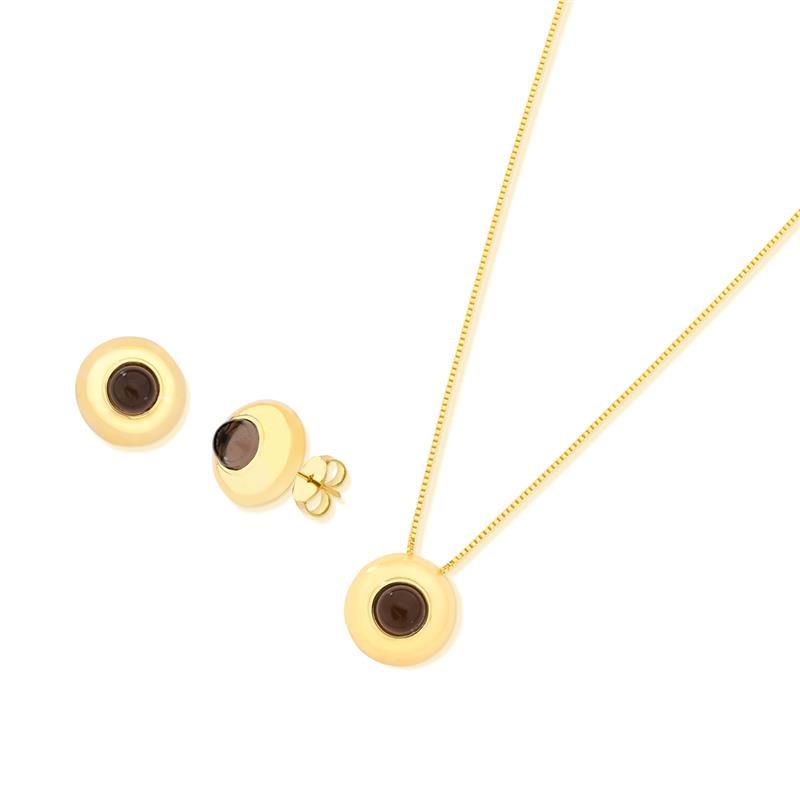 CONJUNTO FOLHEADO A OURO
