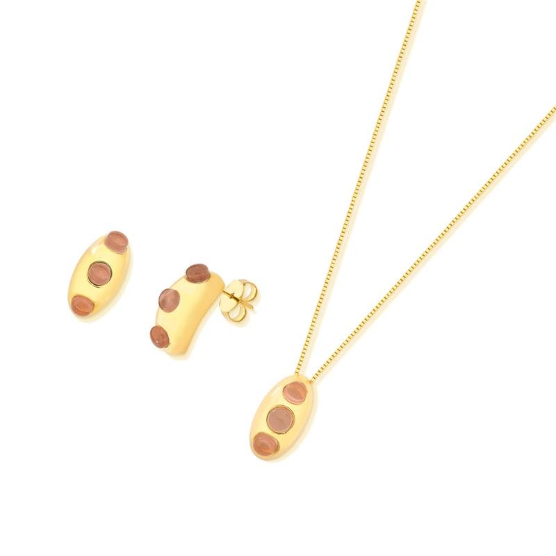 CONJUNTO FOLHEADO A OURO