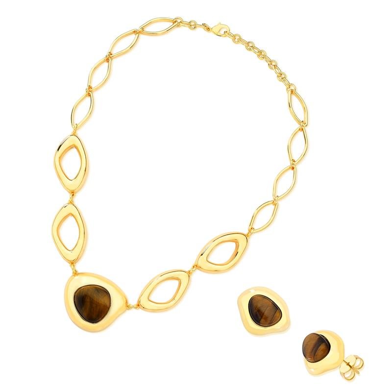 CONJUNTO FOLHEADO A OURO