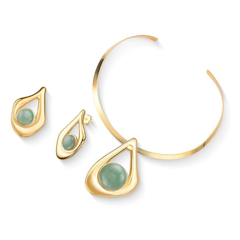 CONJUNTO FOLHEADO A OURO