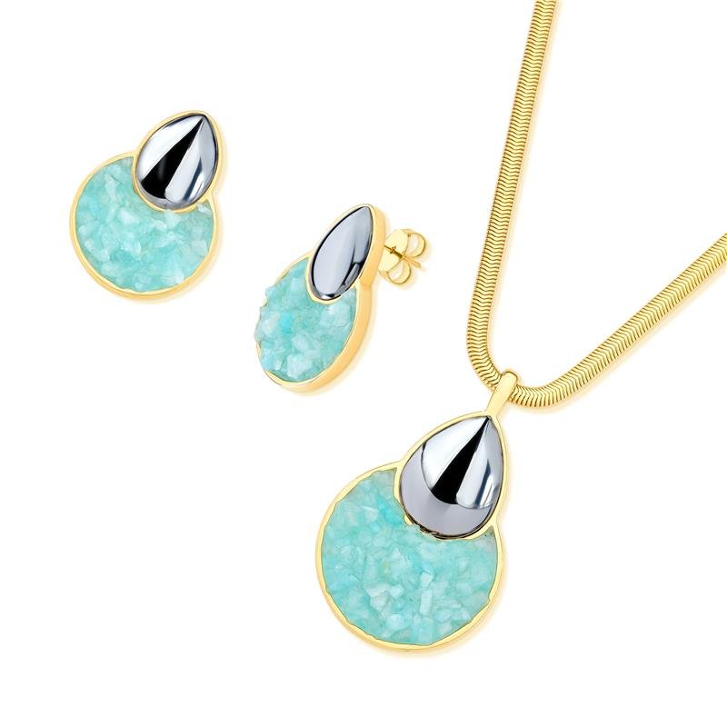 CONJUNTO FOLHEADO A OURO
