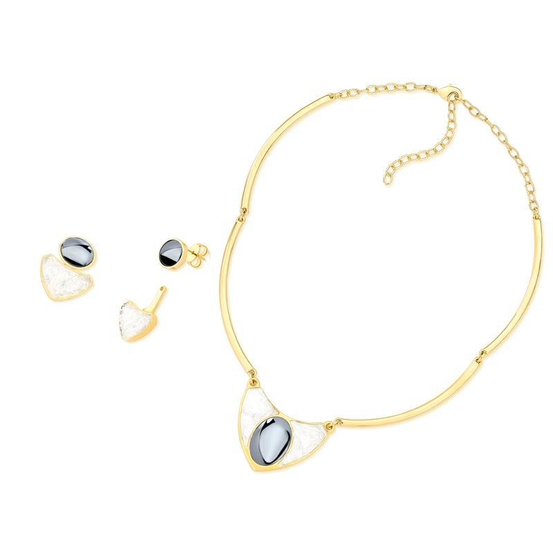 CONJUNTO FOLHEADO A OURO