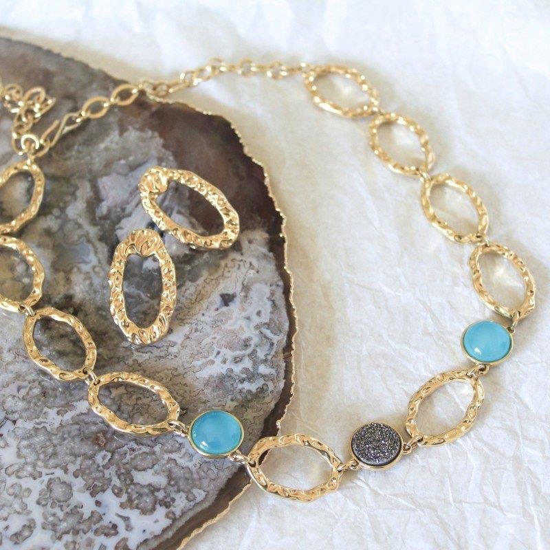 CONJUNTO FOLHEADO A OURO