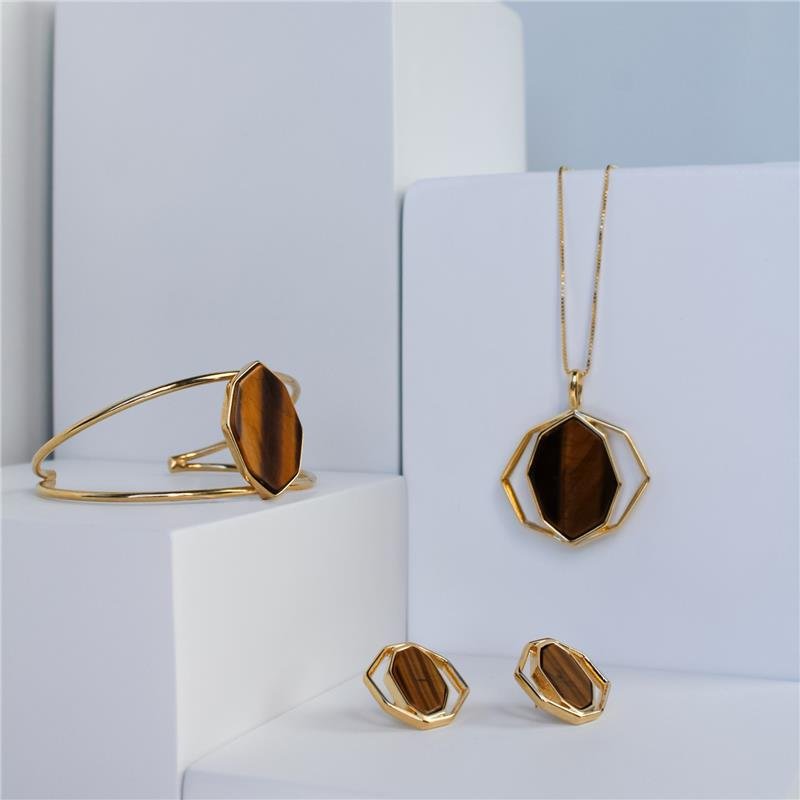 CONJUNTO FOLHEADO A OURO