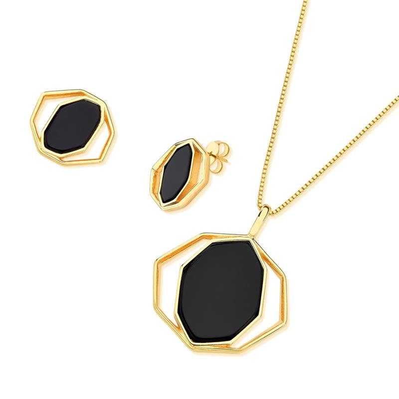 CONJUNTO FOLHEADO A OURO