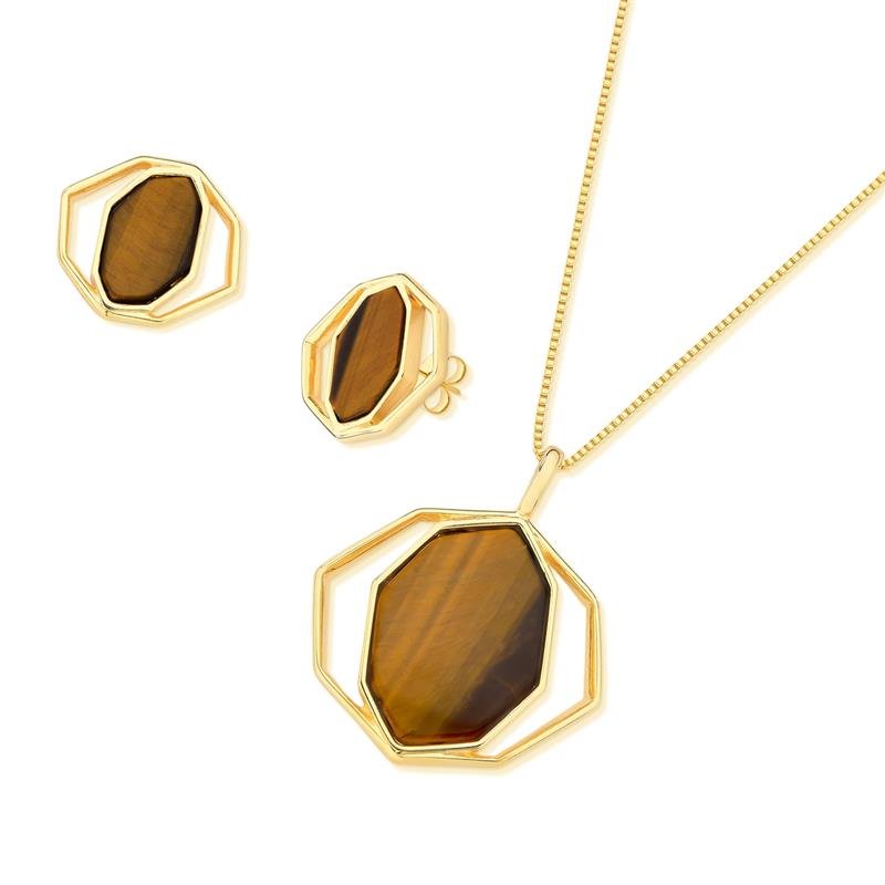 CONJUNTO FOLHEADO A OURO