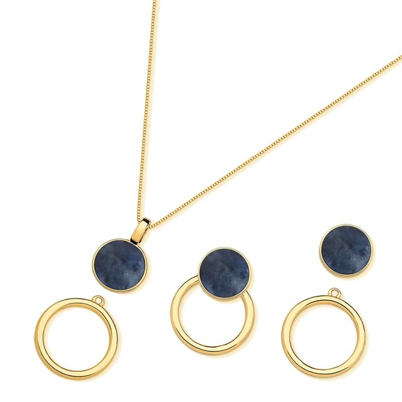 CONJUNTO FOLHEADO A OURO